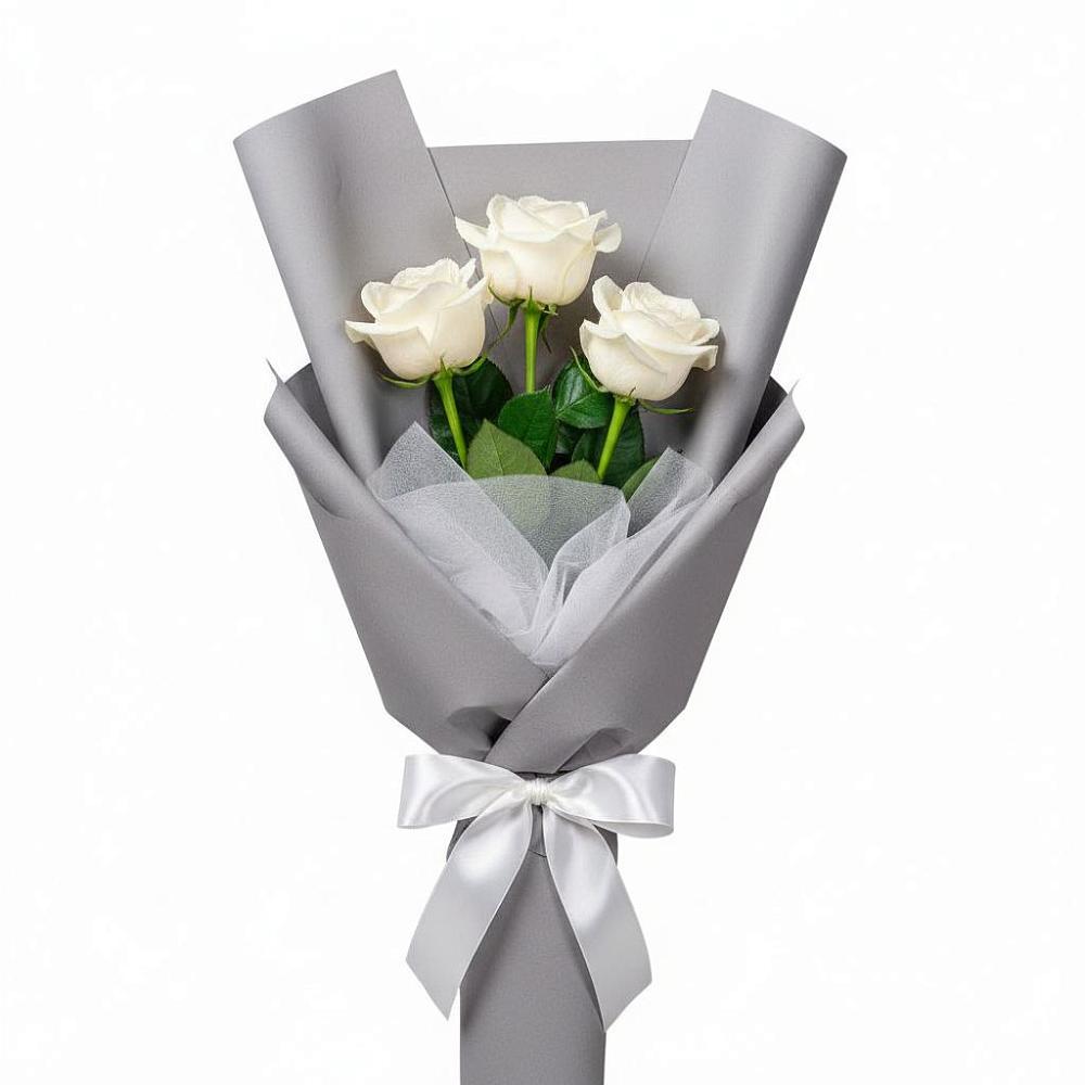Букет 3 белые розы в Липках