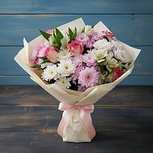 Букет цветов из:  Хризантемы, Альстромерии и Розы в Липках