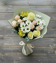 Букет цветов из:  Альстромерии, Розы и Хризантемы в Липках