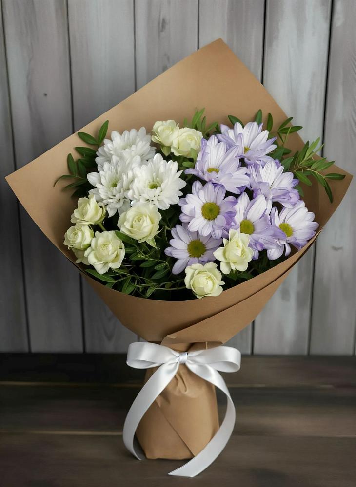Букет цветов из: Хризантемы и Розы в Липках